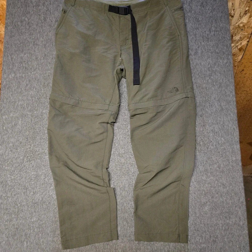 The North Face Paramount Pants Mens 38 Convertible Hiking Green Belted Gorpcore